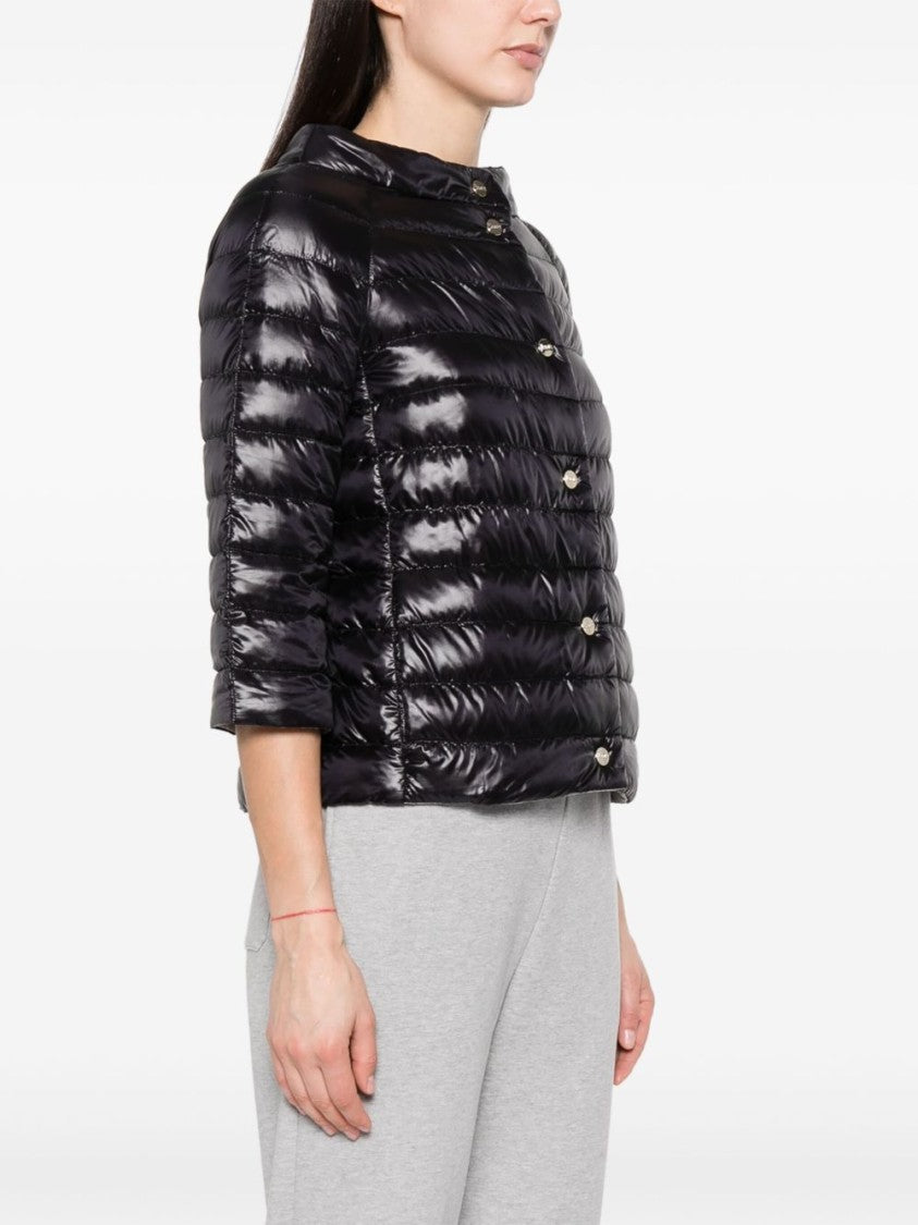 Herno Black Wide Collar Quilted Down Jacket