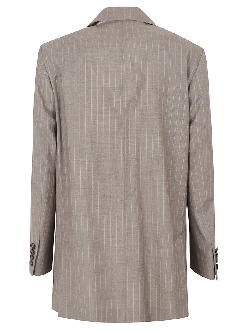 Max Mara Double-Breasted Oversized Blazer In Pure Wool Pinstripe