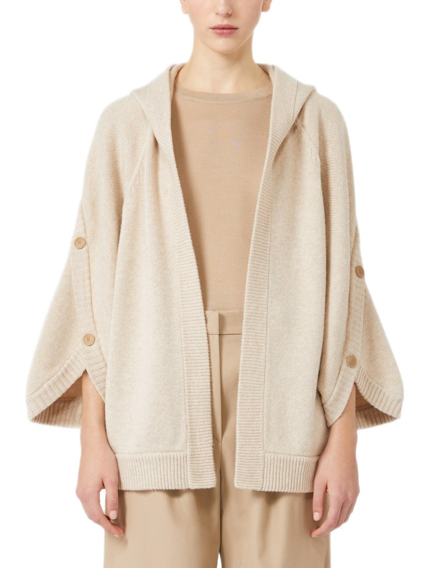 Max Mara Oversized Knit Cardigan With Hood And Horn Details