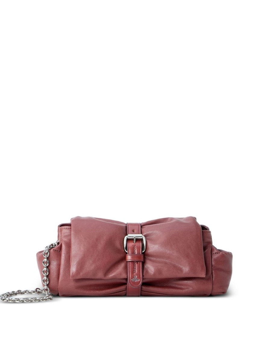 Vivienne Westwood Gathered Leather Clutch Bag With Silver Buckle