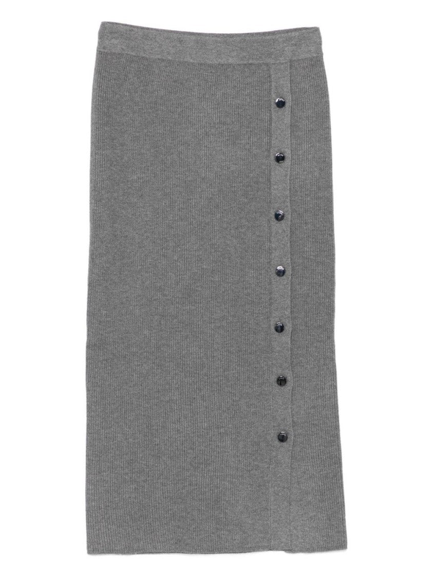 Liu Jo Knee-Length Ribbed Knit Skirt With Decorative Buttons