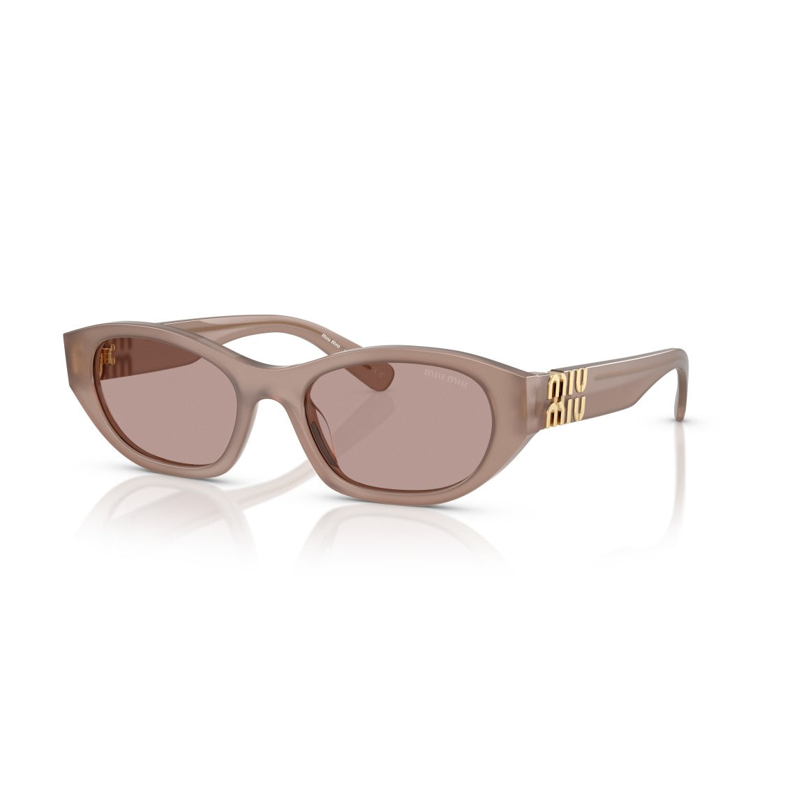 Miu Miu 0Mu A03s Translucent Taupe Oval Sunglasses