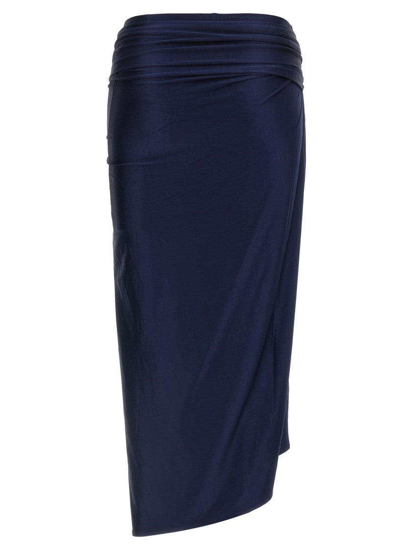 Paco Rabanne Satin Viscose Jersey Midi Skirt