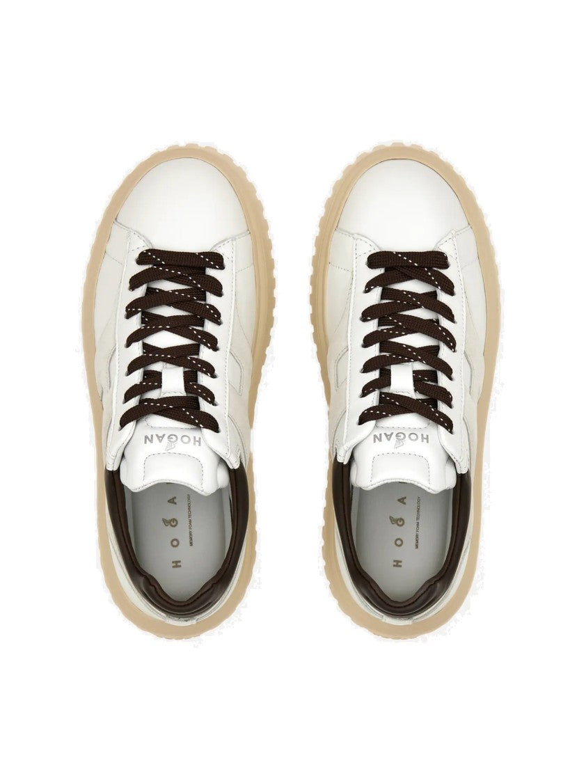 Hogan Nappa Leather Sneakers With Suede H-Stripes