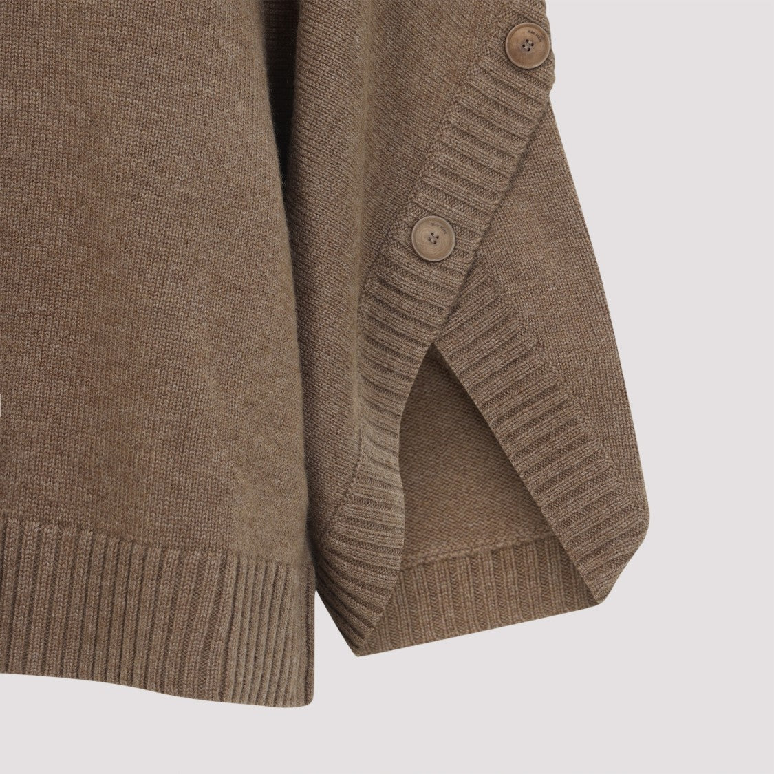 Max Mara Brown Virgin Wool Ampex Botton Sweater