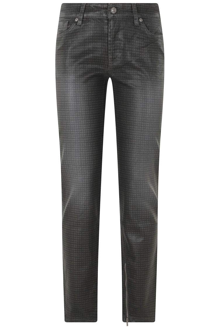 7 For All Mankind Checkered Low-Rise Skinny Park Pants With Tailored Fit