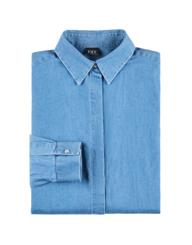 Fay Denim Shirt With French Collar