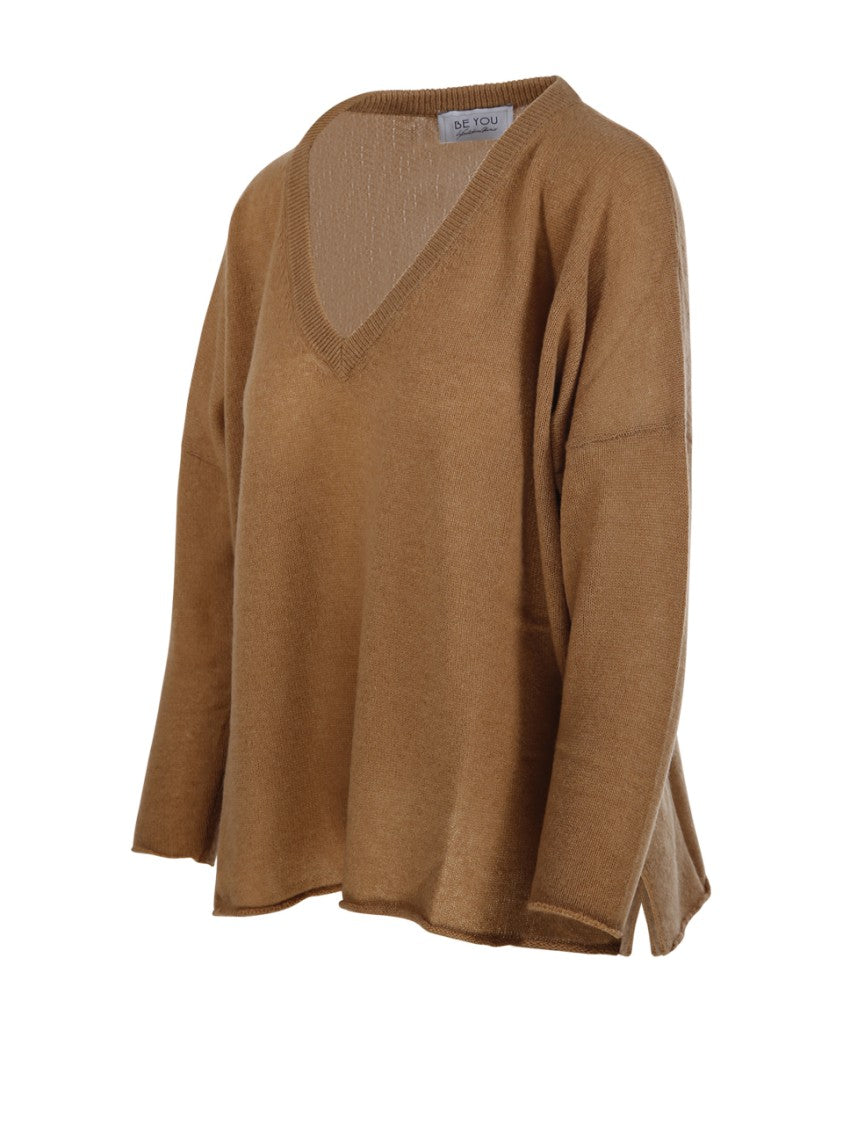 Be You Brown Cashmere V-Neck Sweater