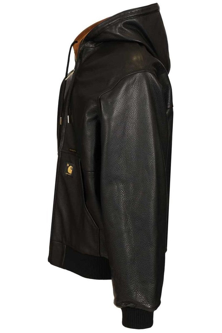 Carhartt Wip Smooth Black Leather Jacket