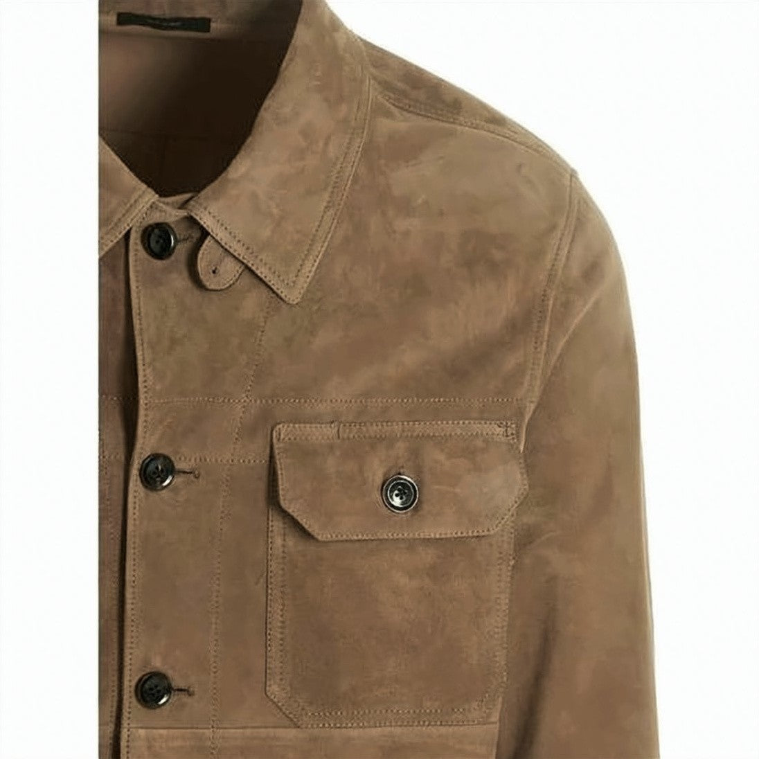 Tom Ford Suede Lambskin Shirt Jacket With Classic Collar