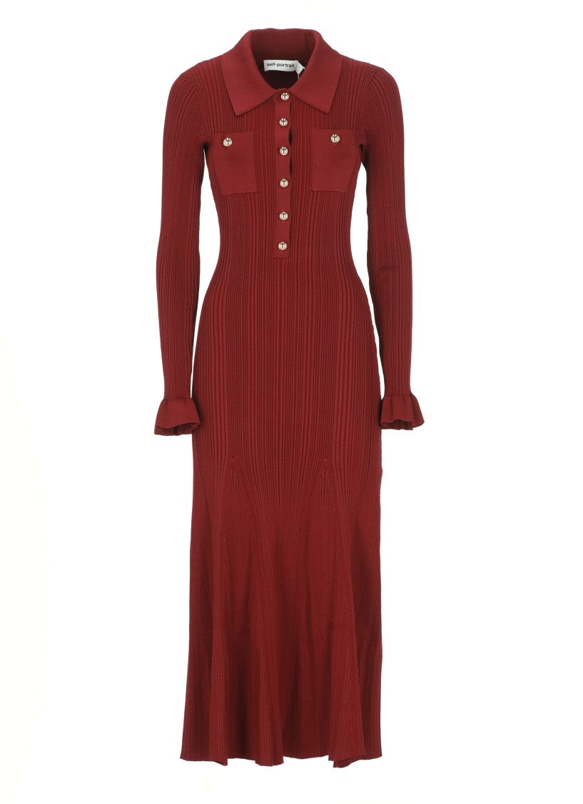 Self-Portrait Ribbed Knit Dress