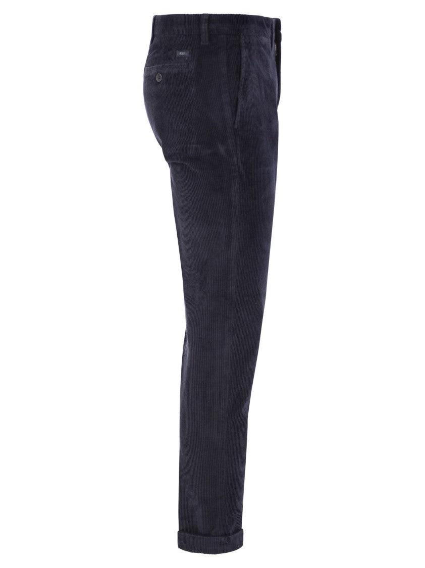 Fay Slim-Fit Corduroy Capri Trousers With Tailored Silhouette