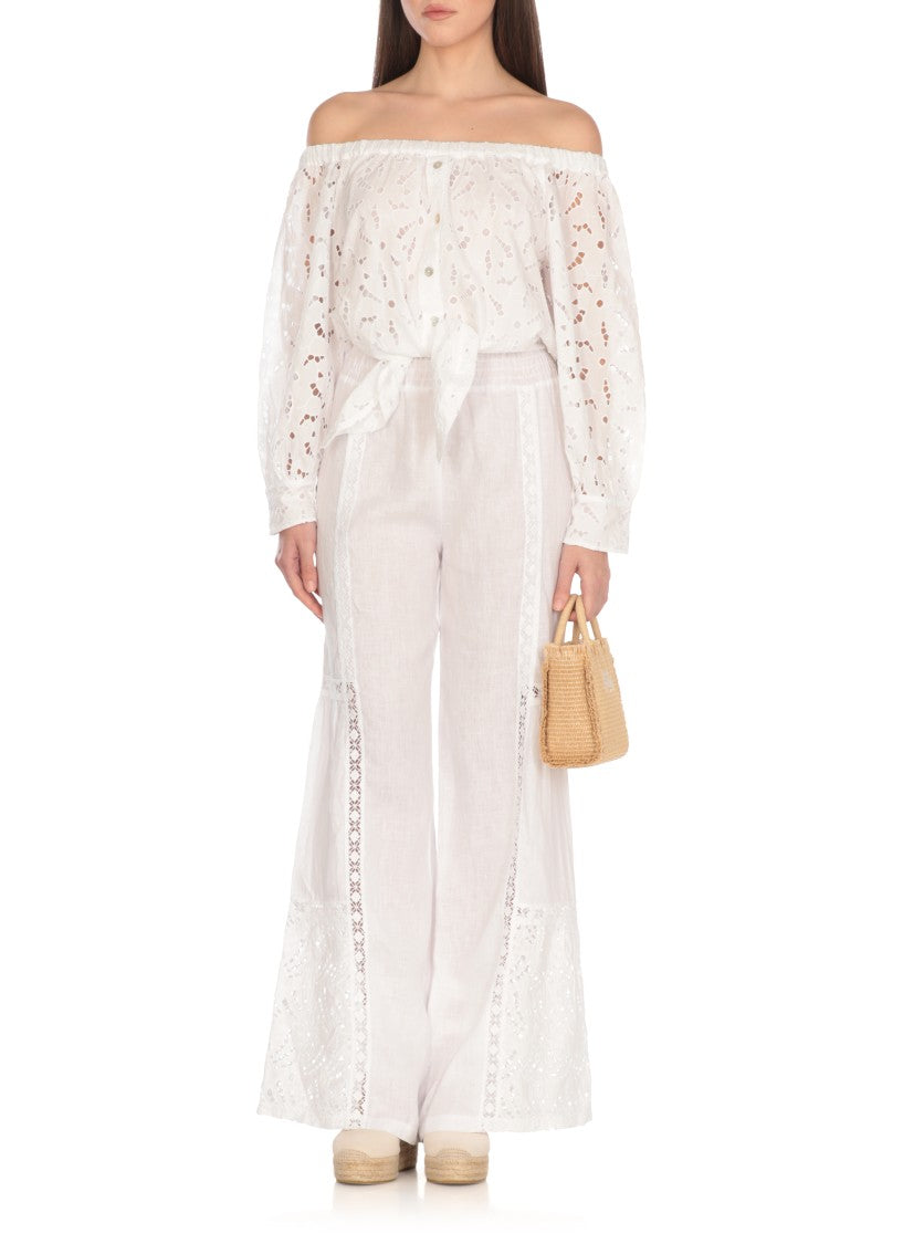 Temptation Intricate Lace White Cotton Blouse