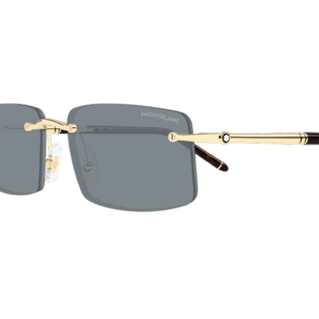 Montblanc Rimless Rectangular Sunglasses With Polished Gold Temples