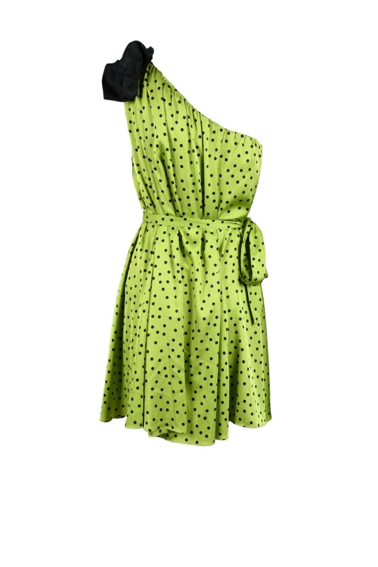 Pinko One-Shoulder Satin Dress - Green