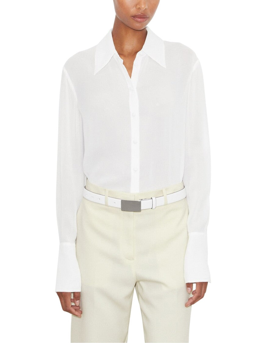 Tory Burch Relaxed Fit Cuffed Viscose Shirt With Pointed Collar