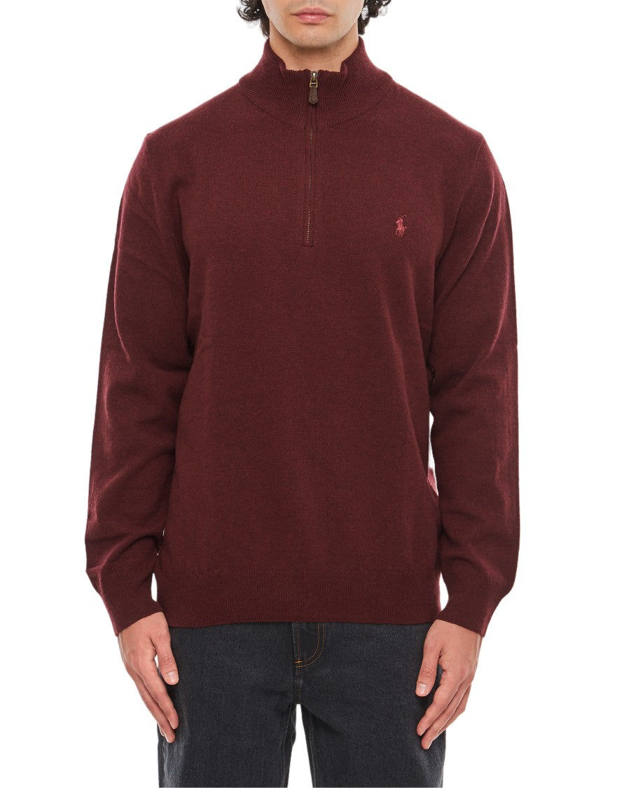 Polo Ralph Lauren Half-Zip Wool Pullover With Ribbed Stand Collar And Embroidered Logo