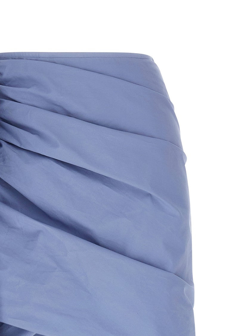 Self-Portrait 'Blue Cotton Tie Side Mini' Skirt