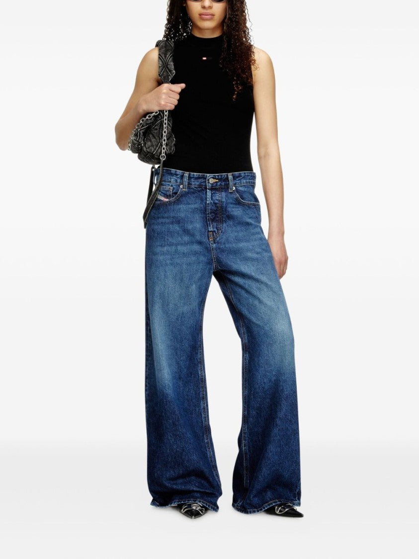 Diesel Indigo Blue Appliqué Logo Jeans