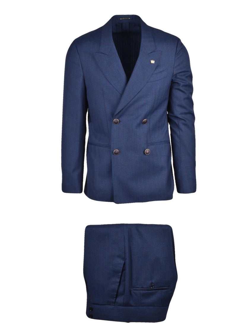 Summo Blue Virgin Wool Double-Breasted Formal Suit
