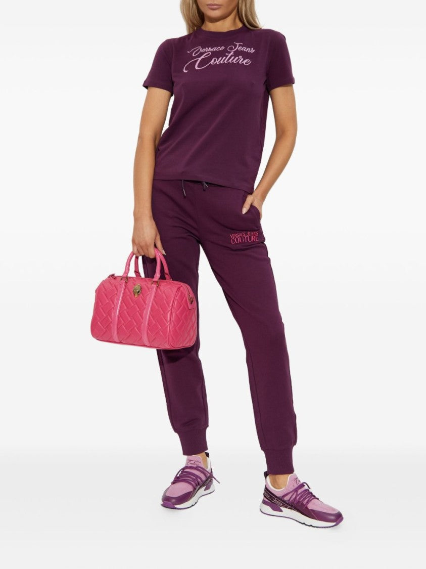 Versace Jeans Couture Bordeaux T-Shirt With Sparkling Logo Detail