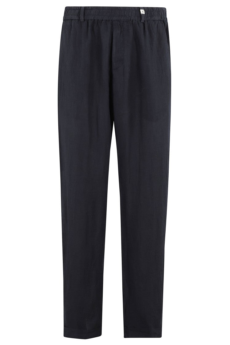 Myths Tapered Linen Trousers With Cuffed Hem