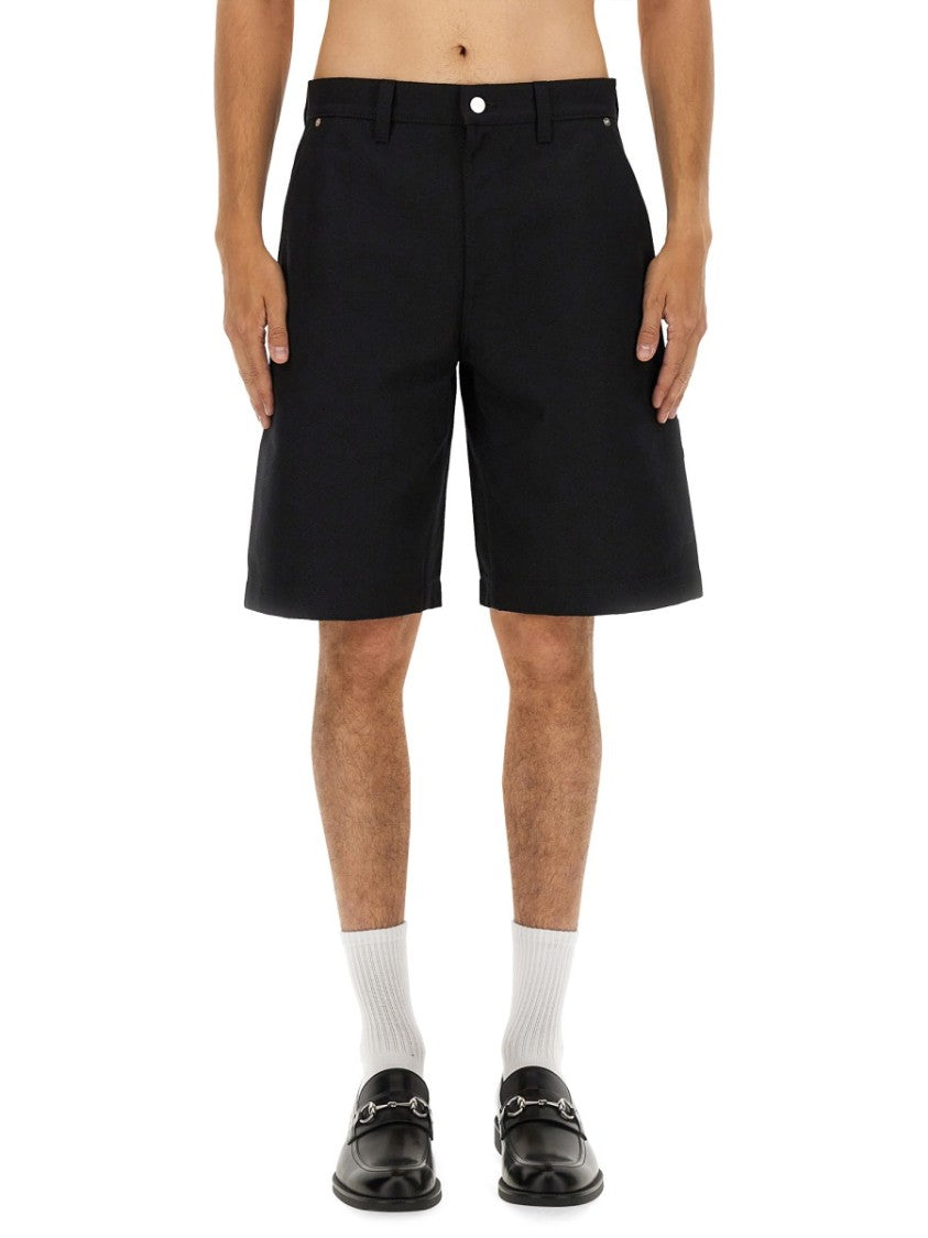Gucci Gg Black Jacquard Utility Denim Shorts