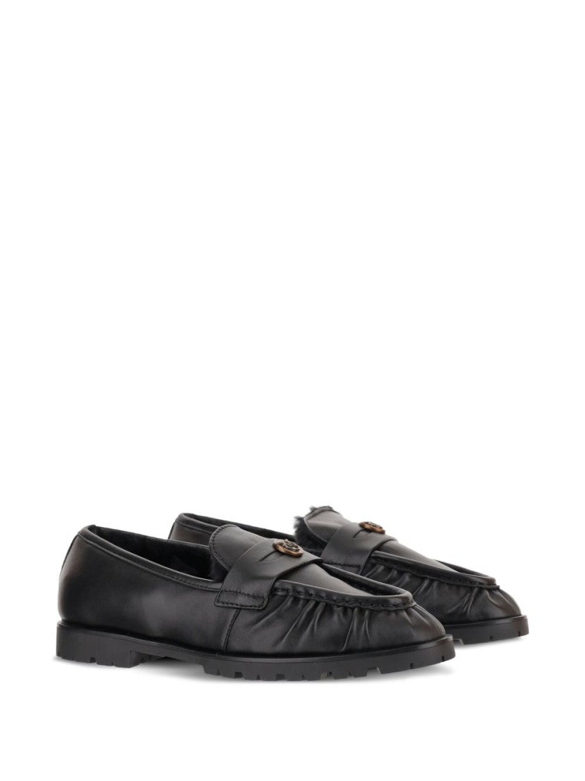 Pinko Minimalist Black Flats With Rounded Toe