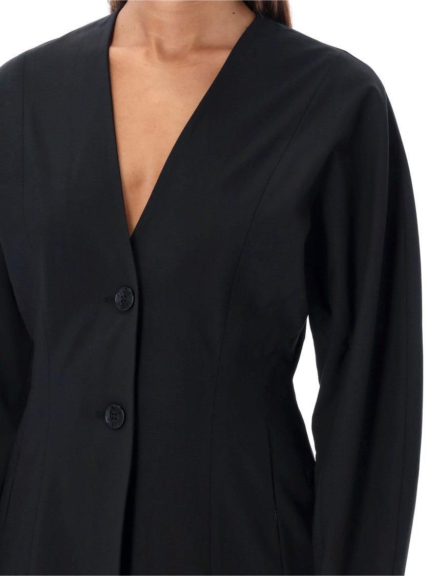 Ganni Black Single-Breasted Blazer