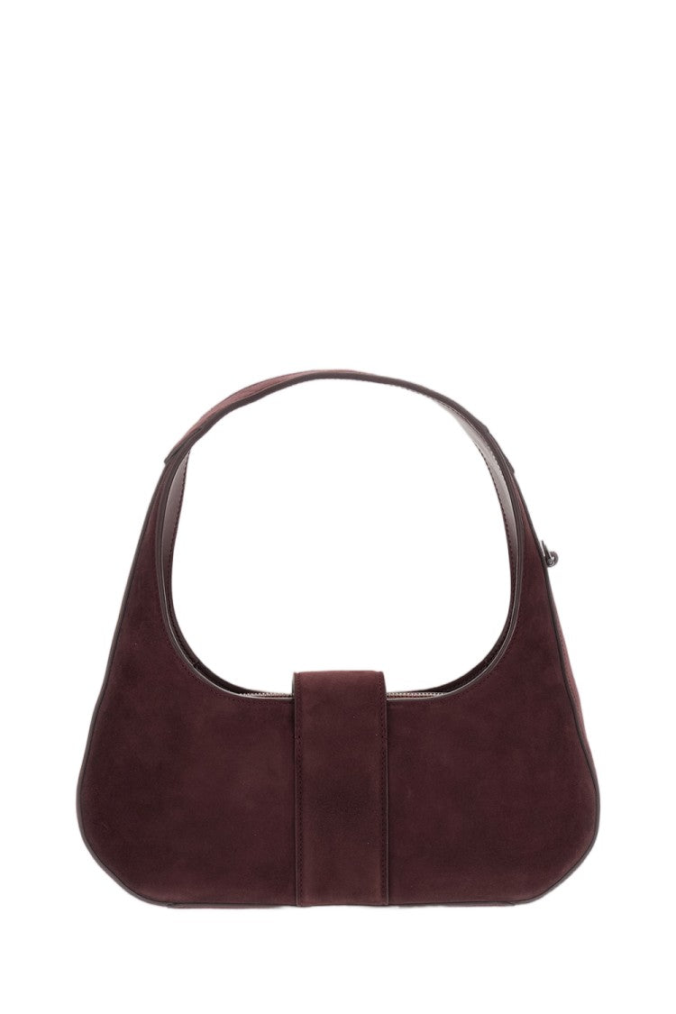 Roger Vivier Burgundy Suede Crescent Buckle Shoulder Bag