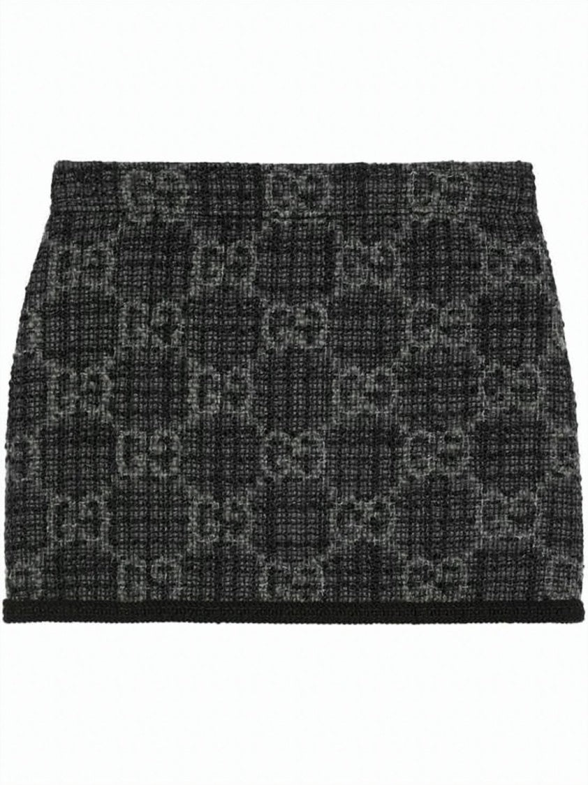 Gucci Textured Wool And Cotton Blend Mini Skirt