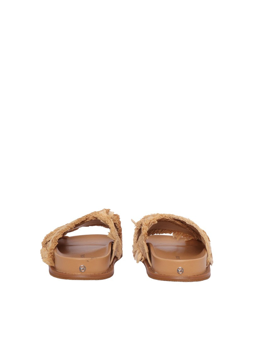 Michael Kors Peyton Woven Fringed Flat Sandals