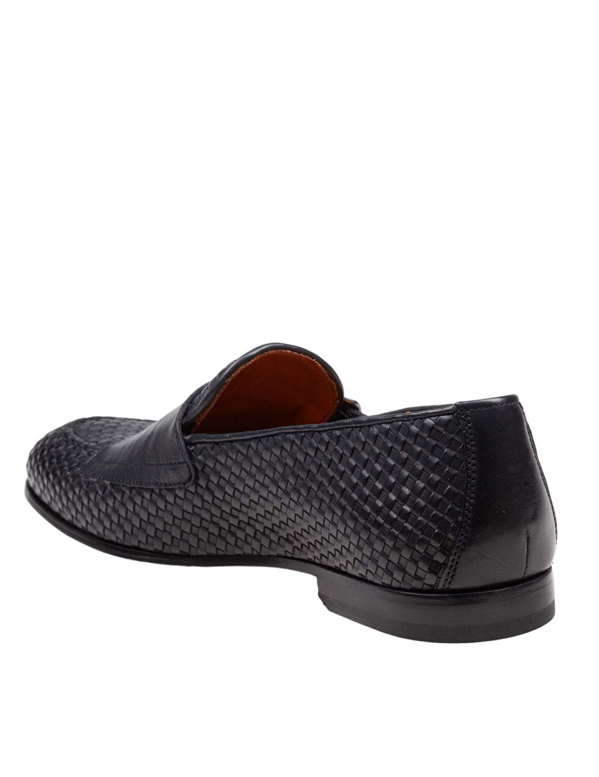 Doucal's Woven Leather Double Adler Moccasin With Double Buckle