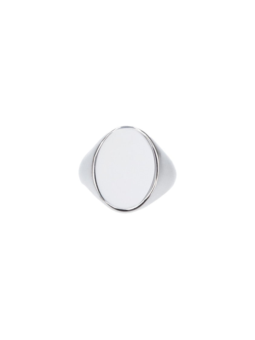 Maison Margiela Oval Silver Ring With Engraved Logo Detail