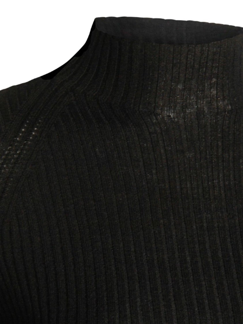 Twin-Set Fitted Ribbed Knit Sweater With High Neckline