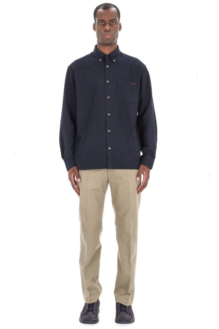 A.P.C. Relax Fit Cotton Piquet Shirt With Pocket