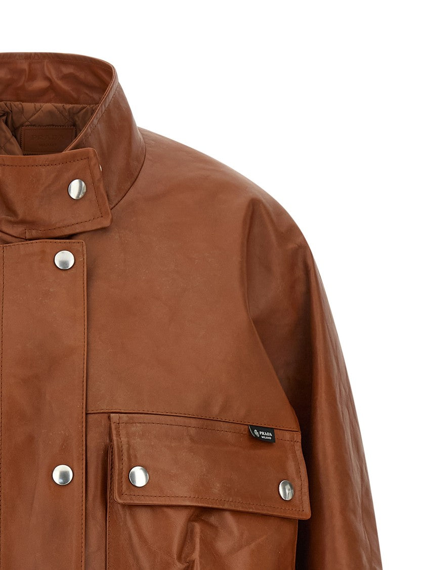 Prada Antiqued Leather Caban