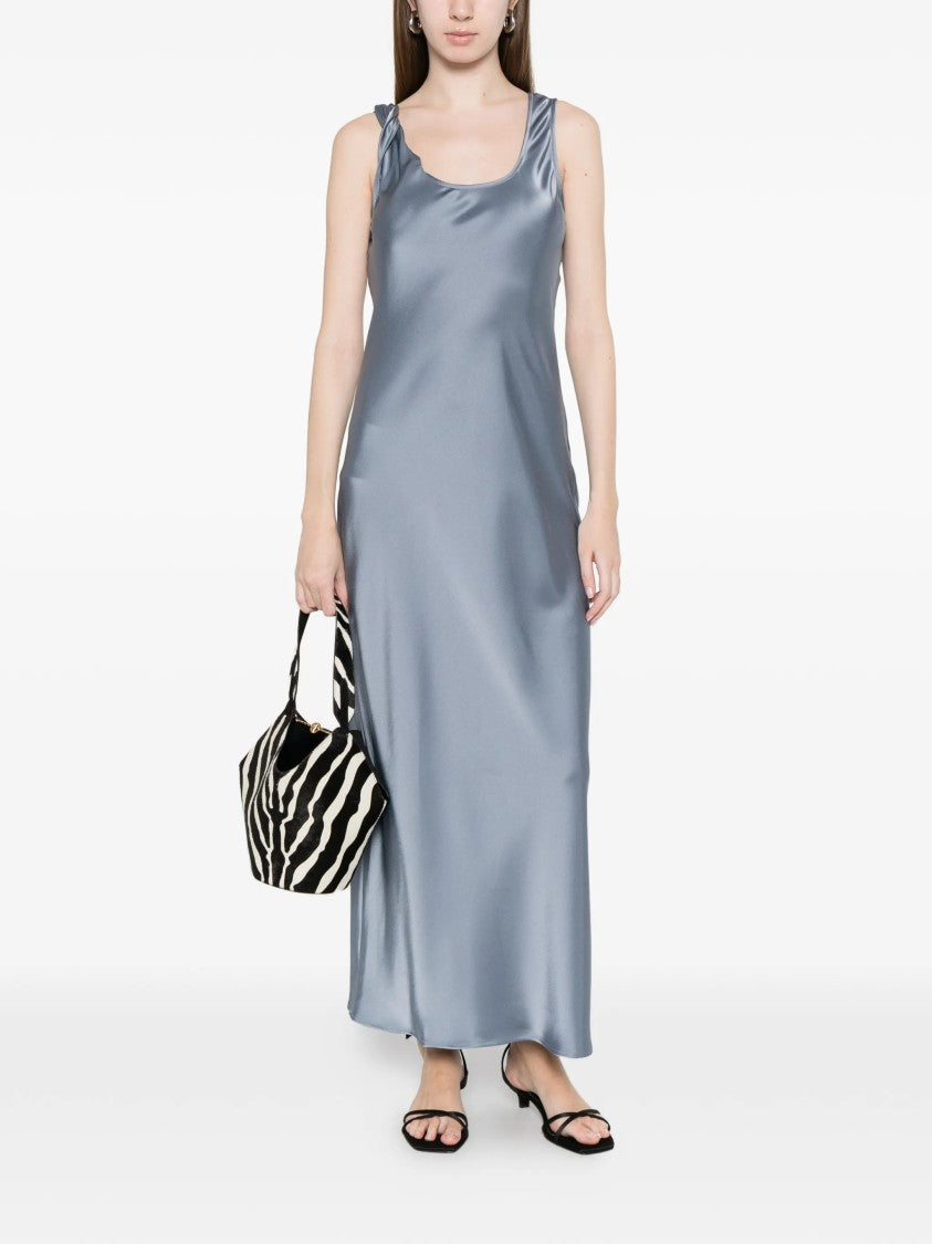 Marella Blue Mmlovale Satin-Finish Sleeveless Maxi Dress