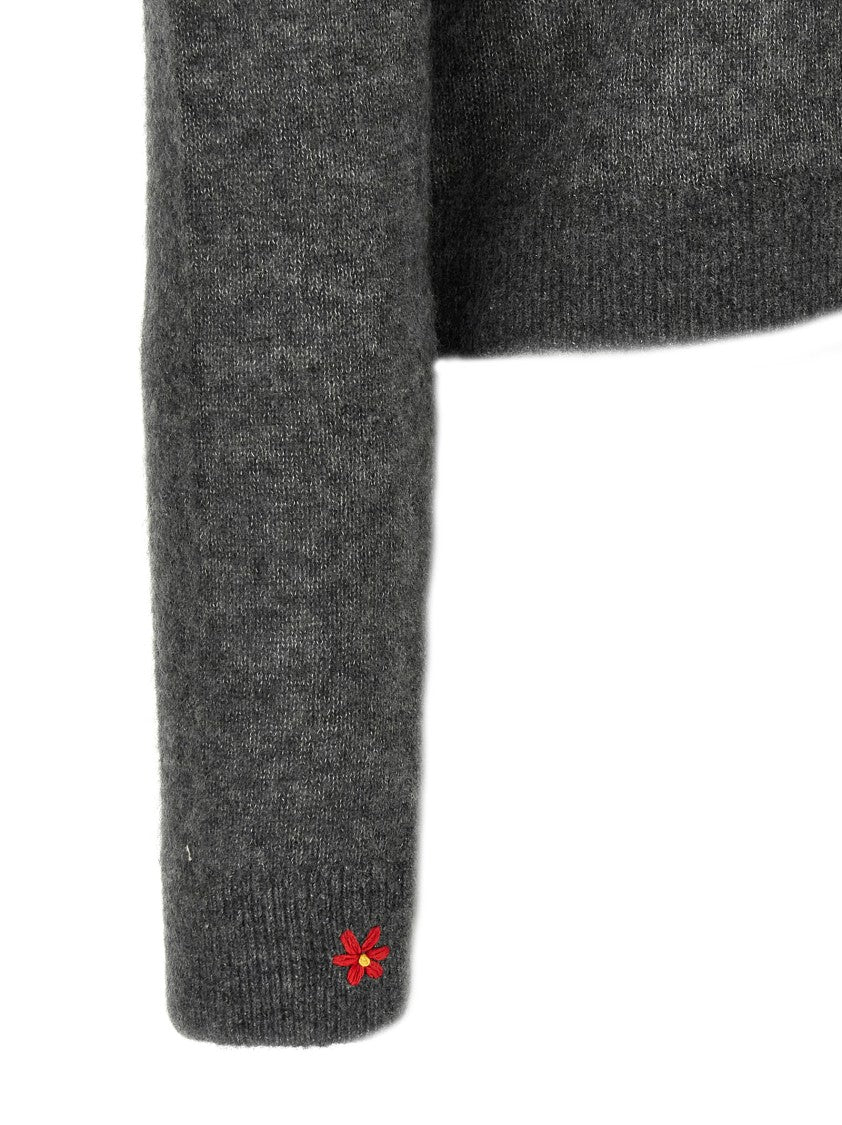 Tory Burch Cashmere And Silk Blend Cardigan With Embroidered Cuffs