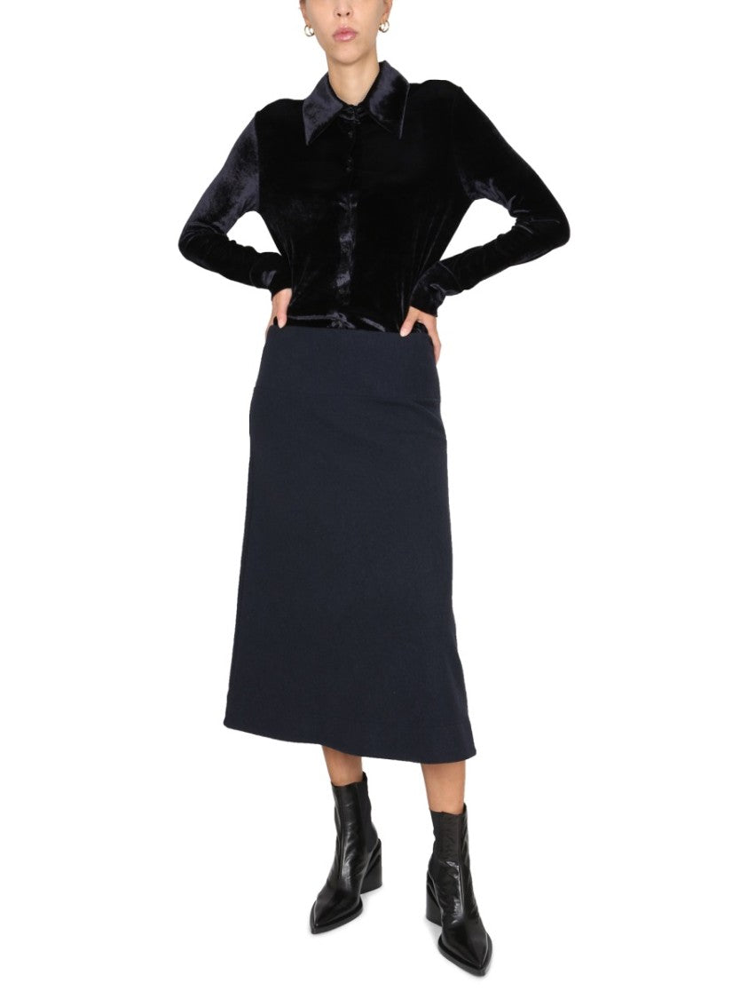 Jil Sander Flared Black Midi Skirt