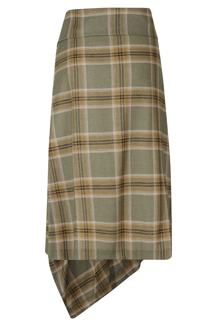 Tela Multicolor Amanda Asymmetrical Plaid Viscose-Blend Skirt