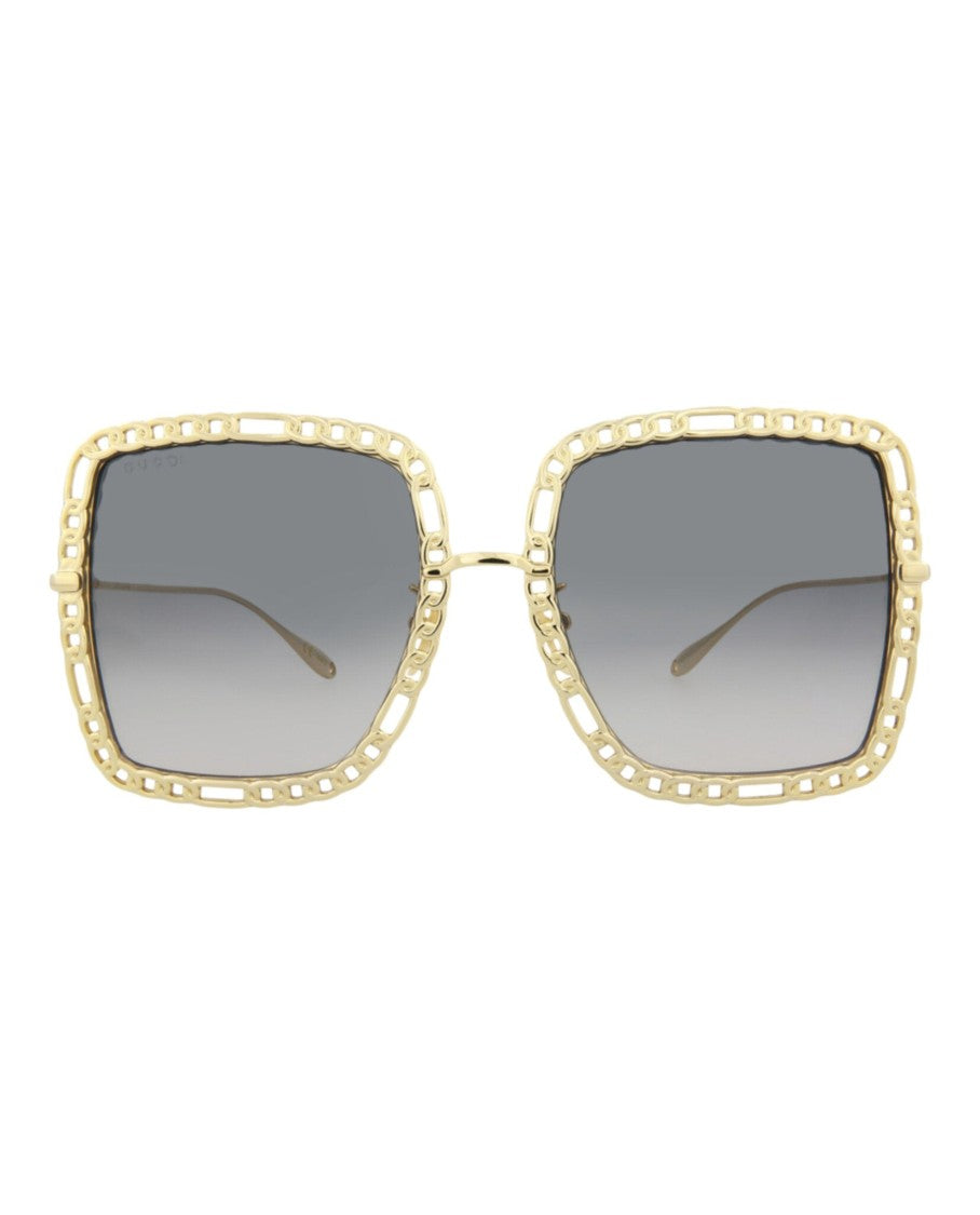 Gucci Square-Frame Metal Sunglasses
