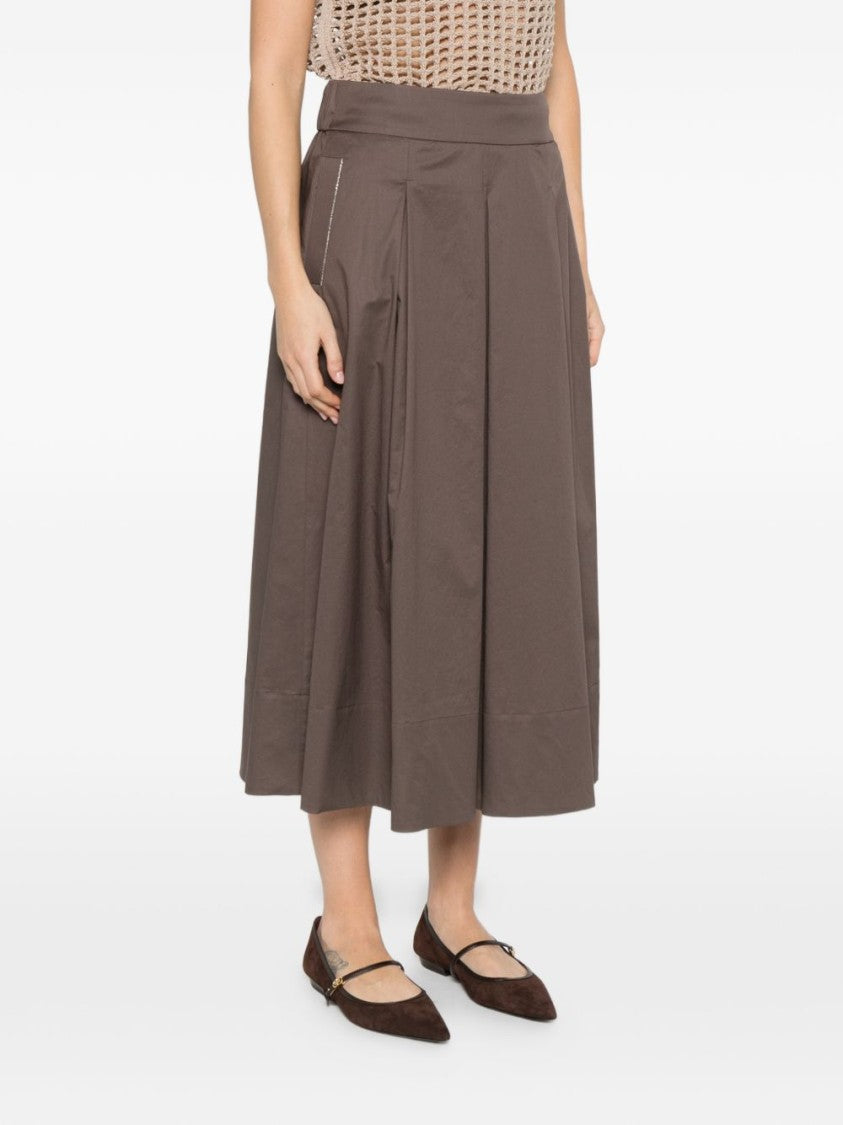 Peserico Flared Midi Skirt With Structured Pleats