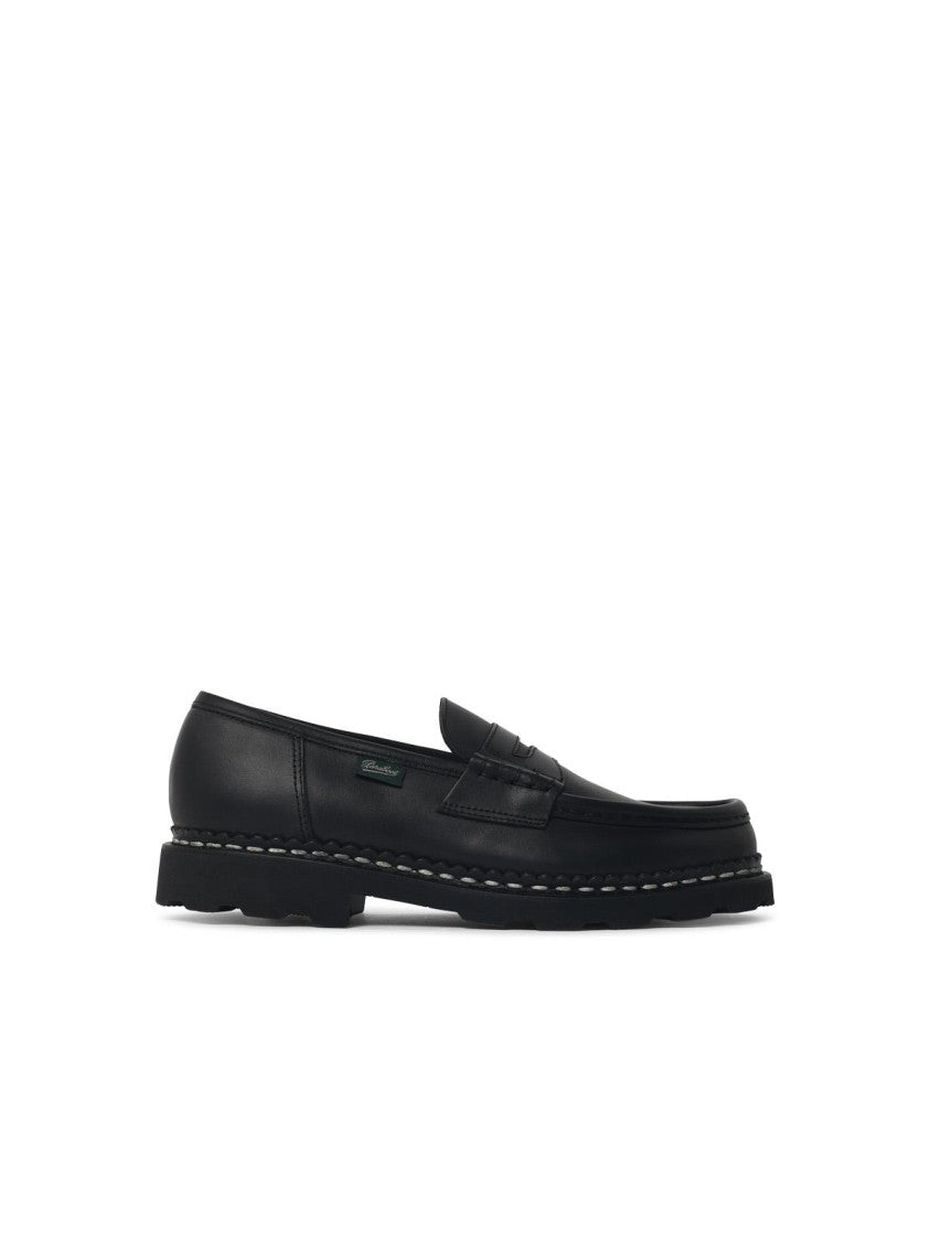 Paraboot Black Reims Lisse Noir Leather Loafers