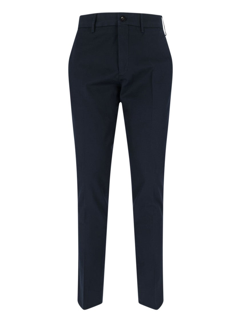 Incotex High-Waisted Straight-Leg Chino Pants In Dark Blue Cotton
