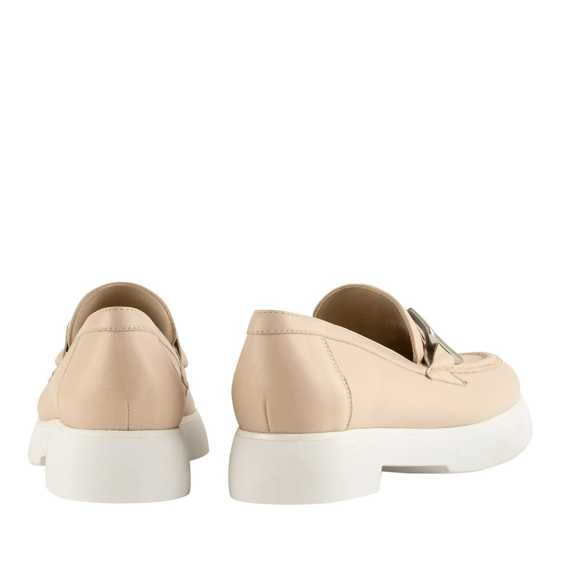 Högl Beige Max Silver Buckle Leather Loafers