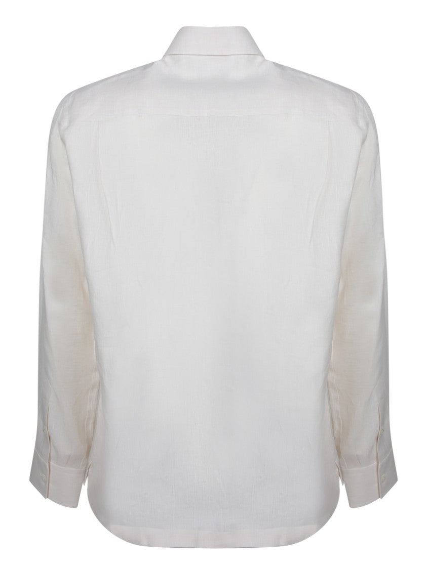 Dolce & Gabbana Embroidered Logo Shirt In Breathable Linen