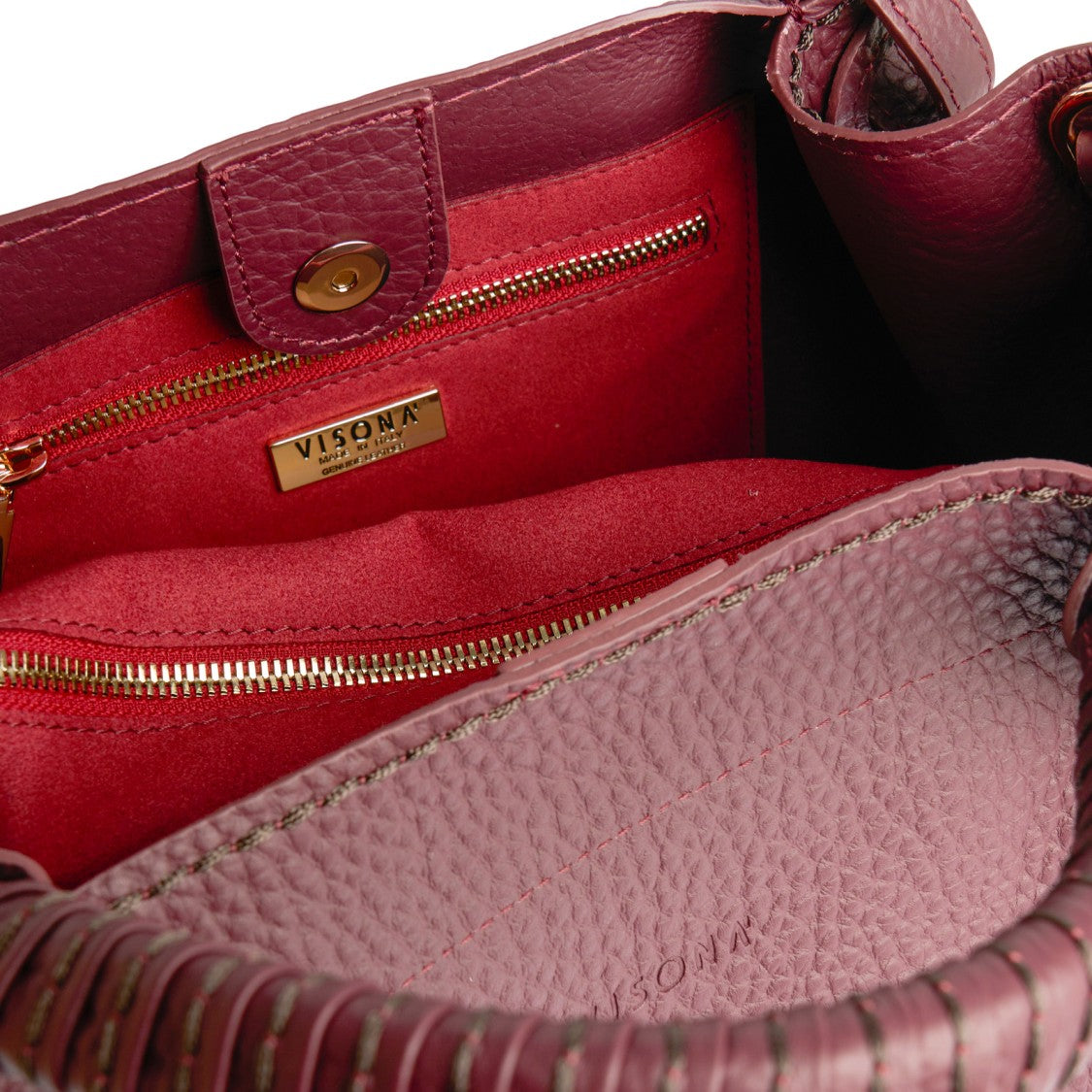 Plinio Visona' Borsa Queen Mia In Pelle Martellata Bordeaux