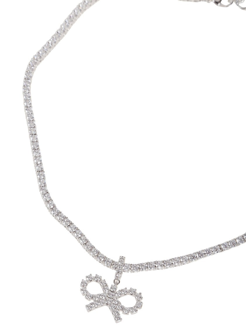 Self-Portrait Crystal Bow Tennis Necklace