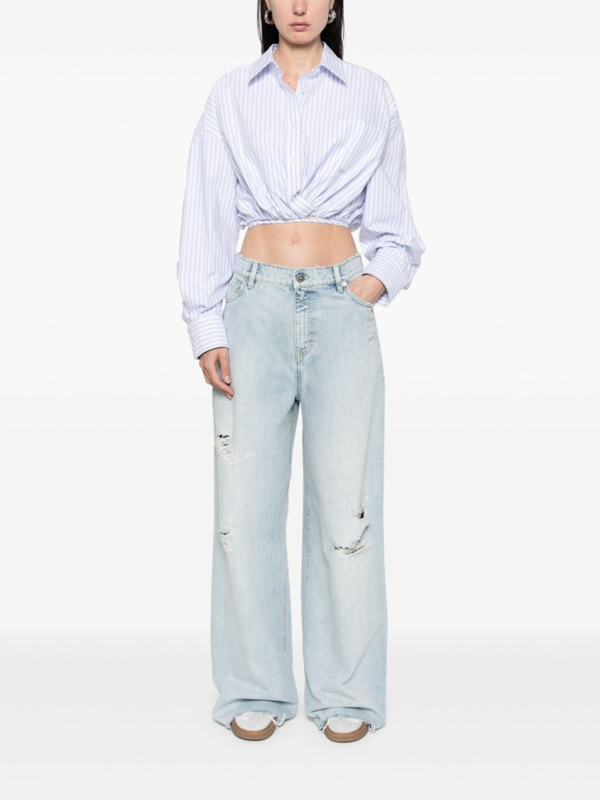 Golden Goose Relaxed Wide-Leg Jeans With Ripped Detailing